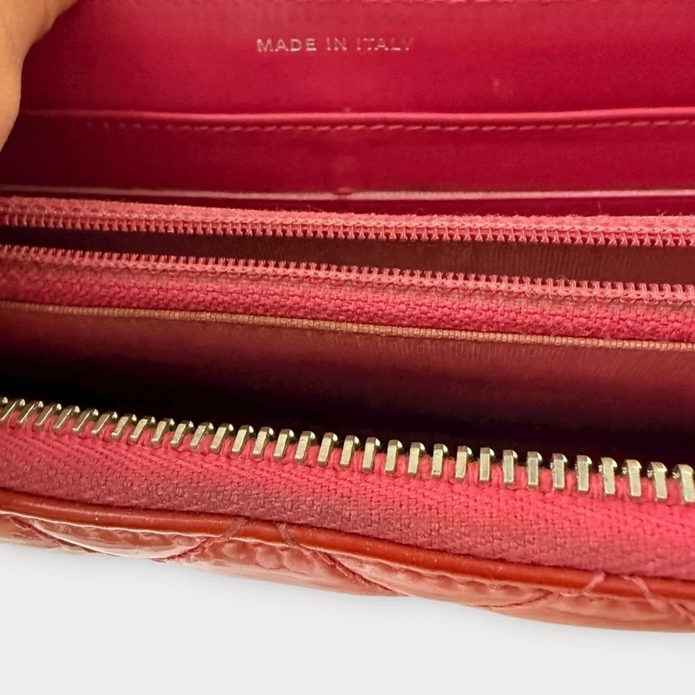 Chanel Matelassé Patent Long Wallet Pink-Orange | Authentic COA + NFT